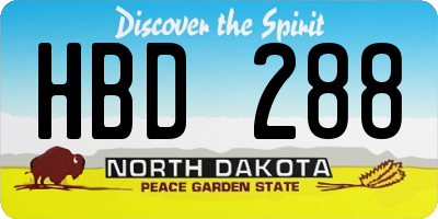 ND license plate HBD288