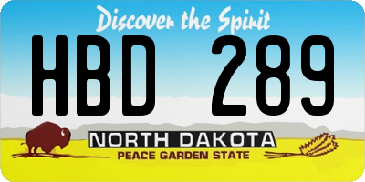 ND license plate HBD289