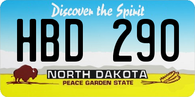 ND license plate HBD290