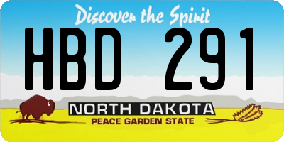 ND license plate HBD291