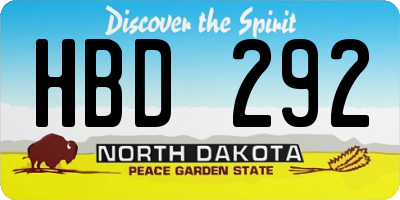 ND license plate HBD292