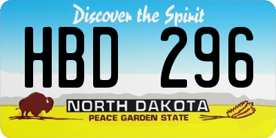 ND license plate HBD296