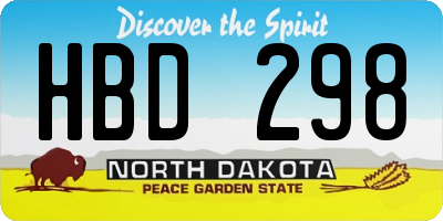 ND license plate HBD298