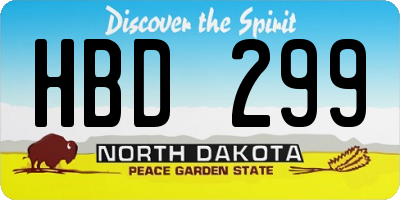 ND license plate HBD299