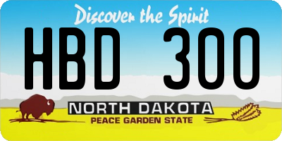 ND license plate HBD300