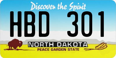 ND license plate HBD301