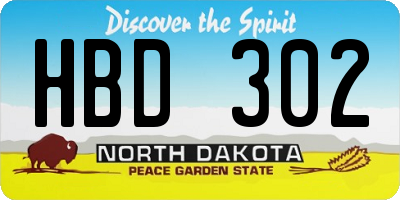 ND license plate HBD302