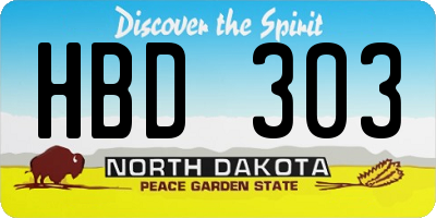 ND license plate HBD303