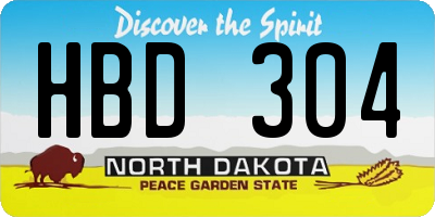 ND license plate HBD304