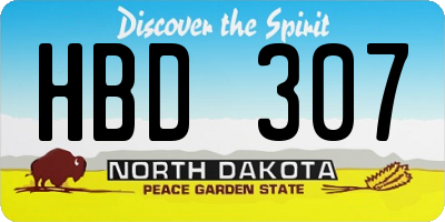 ND license plate HBD307