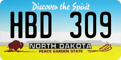 ND license plate HBD309