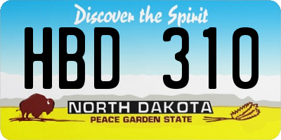 ND license plate HBD310