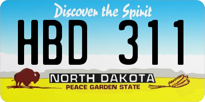 ND license plate HBD311