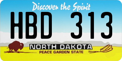 ND license plate HBD313