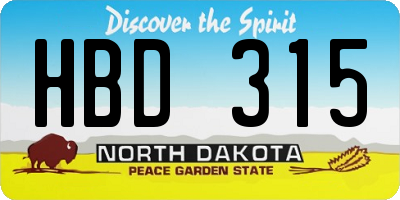 ND license plate HBD315