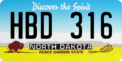 ND license plate HBD316