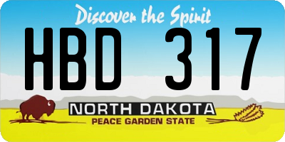 ND license plate HBD317