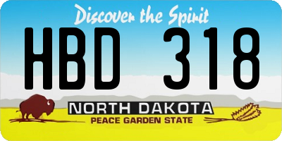 ND license plate HBD318