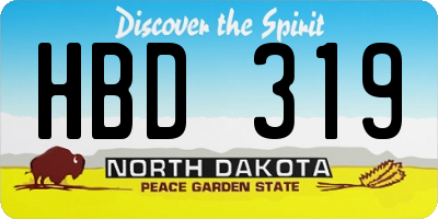 ND license plate HBD319