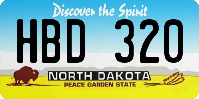 ND license plate HBD320