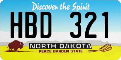 ND license plate HBD321