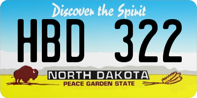 ND license plate HBD322