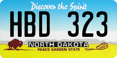 ND license plate HBD323