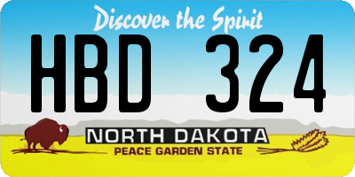 ND license plate HBD324