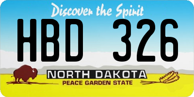 ND license plate HBD326