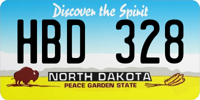 ND license plate HBD328