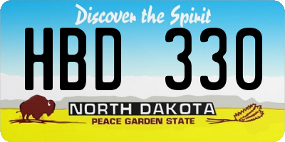 ND license plate HBD330