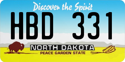 ND license plate HBD331