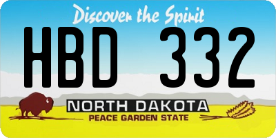 ND license plate HBD332