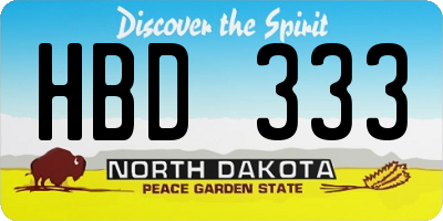 ND license plate HBD333