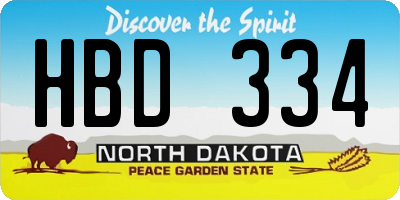 ND license plate HBD334