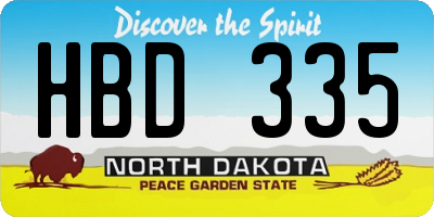 ND license plate HBD335