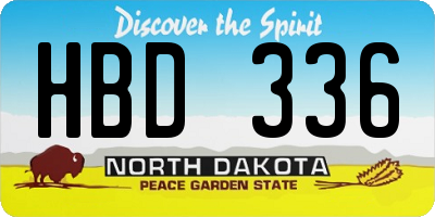 ND license plate HBD336