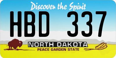 ND license plate HBD337