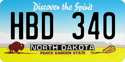 ND license plate HBD340