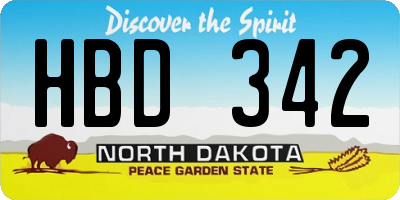 ND license plate HBD342