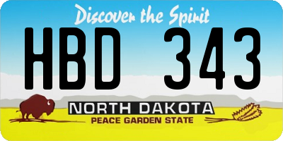 ND license plate HBD343