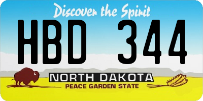 ND license plate HBD344