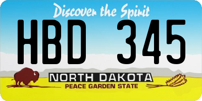 ND license plate HBD345