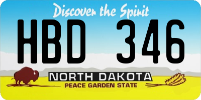 ND license plate HBD346