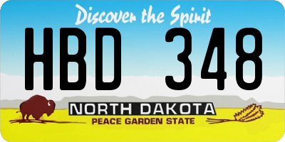 ND license plate HBD348