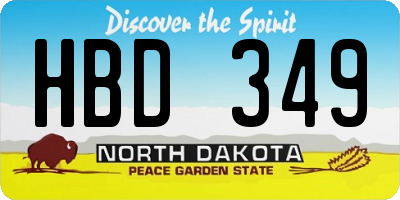 ND license plate HBD349