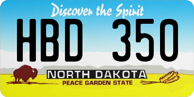 ND license plate HBD350