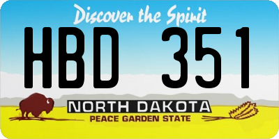 ND license plate HBD351