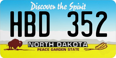 ND license plate HBD352