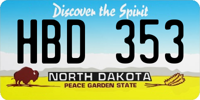 ND license plate HBD353